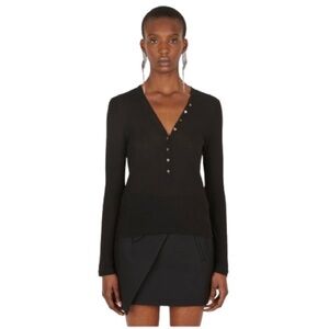 Yves Saint Laurent Black V-Neck Blouse